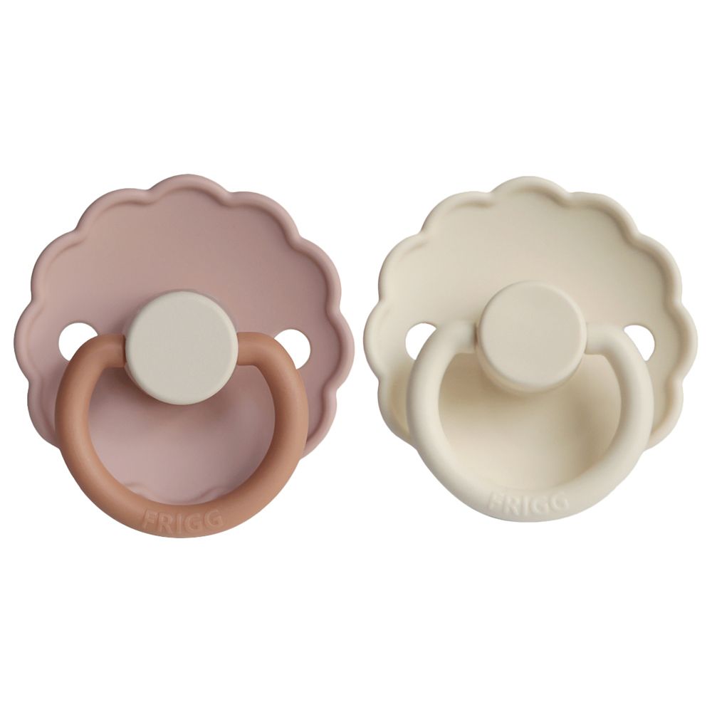 Frigg - Daisy Silicone Pacifier 6-18M 2-Pack S2 - Biscuit/Cream