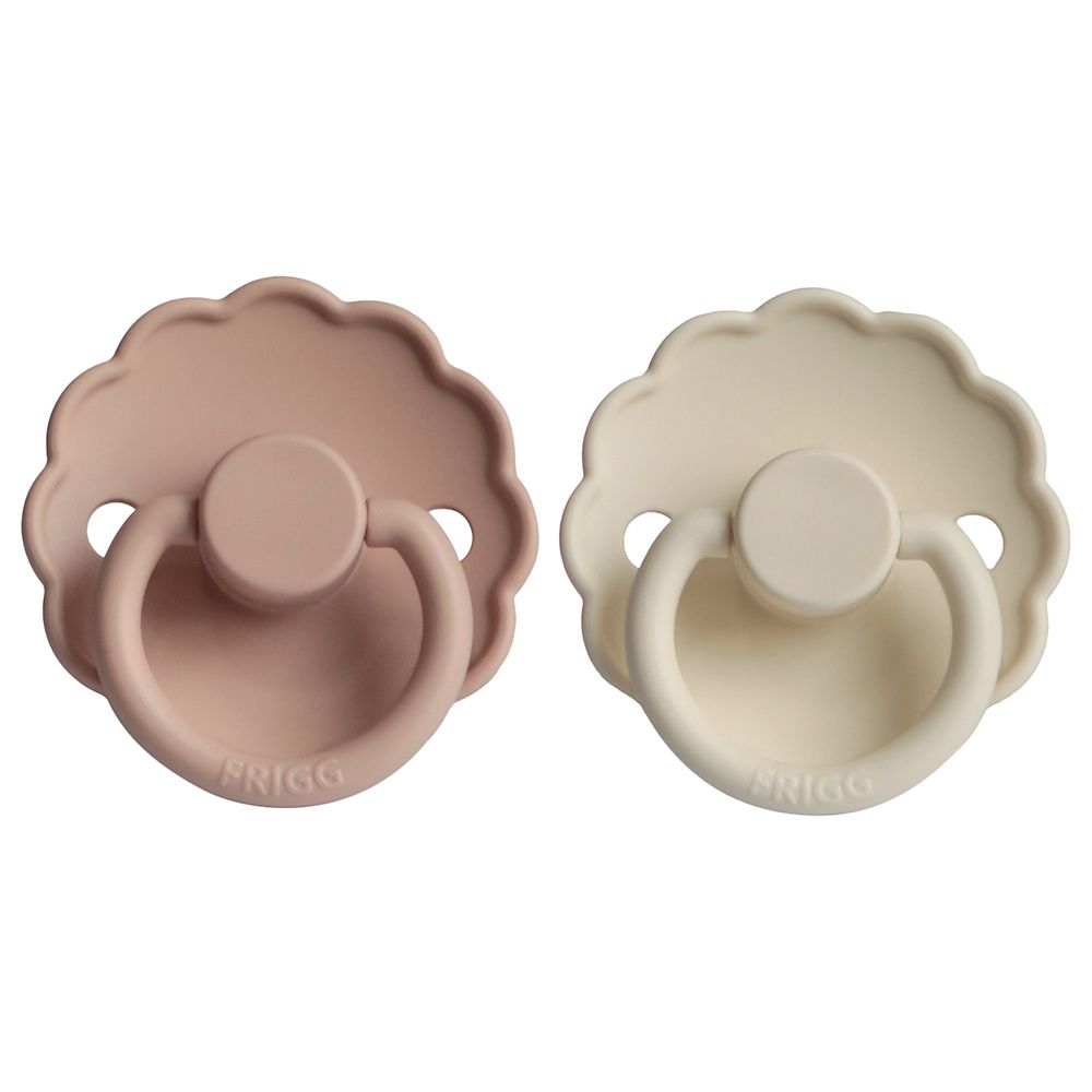 Frigg - Daisy Silicone Pacifier 0-6M 2-Pack S1 - Blush/Cream