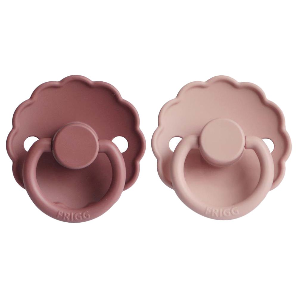 Frigg - Daisy Silicone Pacifier 0-6M S1 Pack of 2 - Blush/Woodchuck