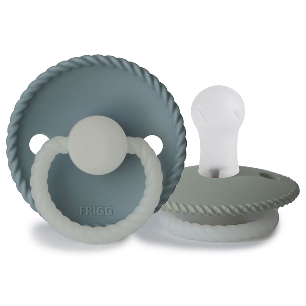 Frigg - Rope Silicone Pacifier 0-6M 2-Pack S1 - Stone Blue Night/Sage Night