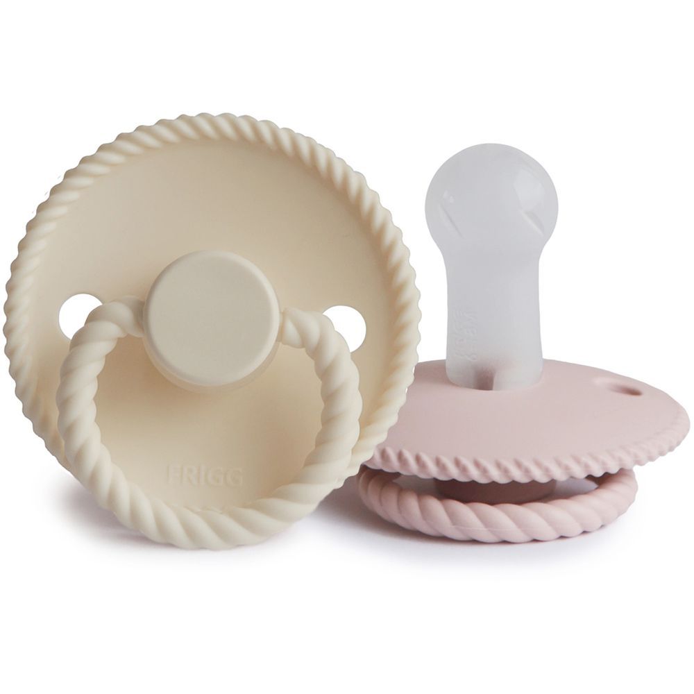 FRIGG - Rope Silicone Pacifier 6-18M 2-Pack S2 - Cream/Croissant