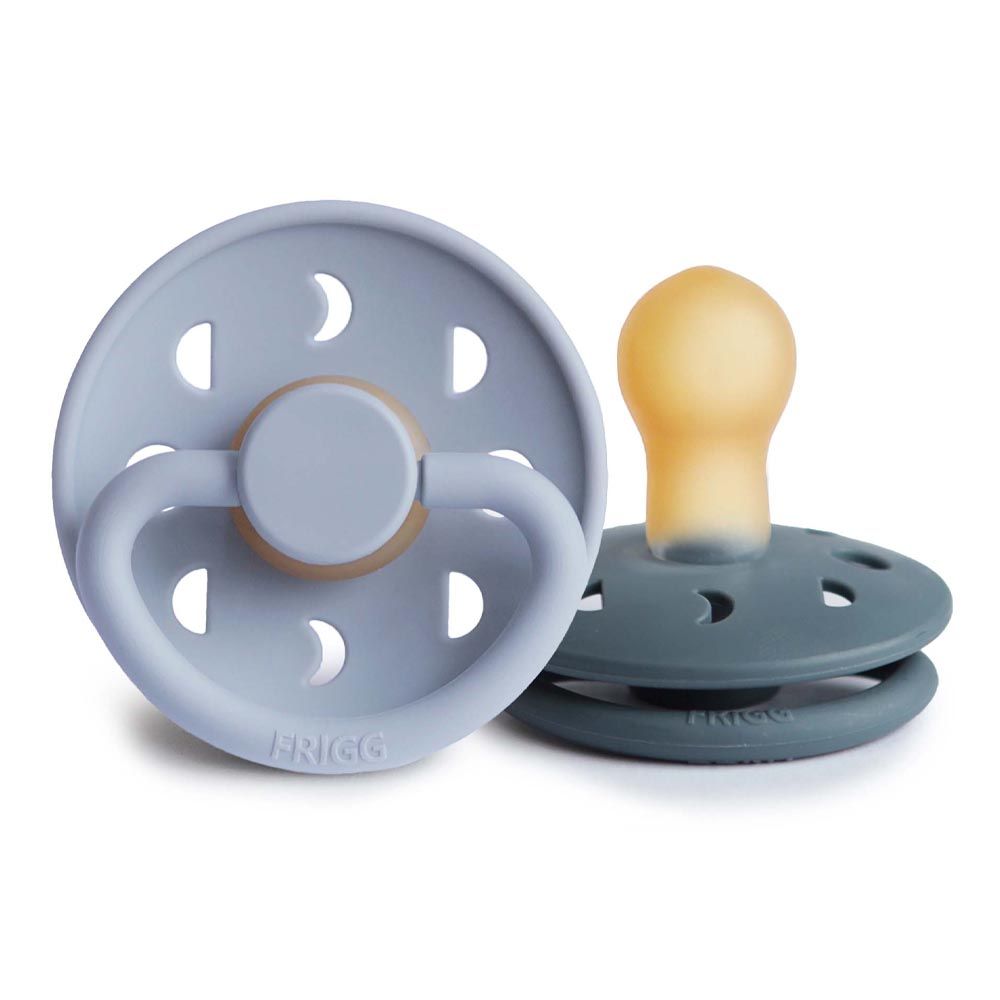 Frigg - Moon Phase Latex Pacifier 0-6M 2-Pack S1 - Powder Blue/Slate