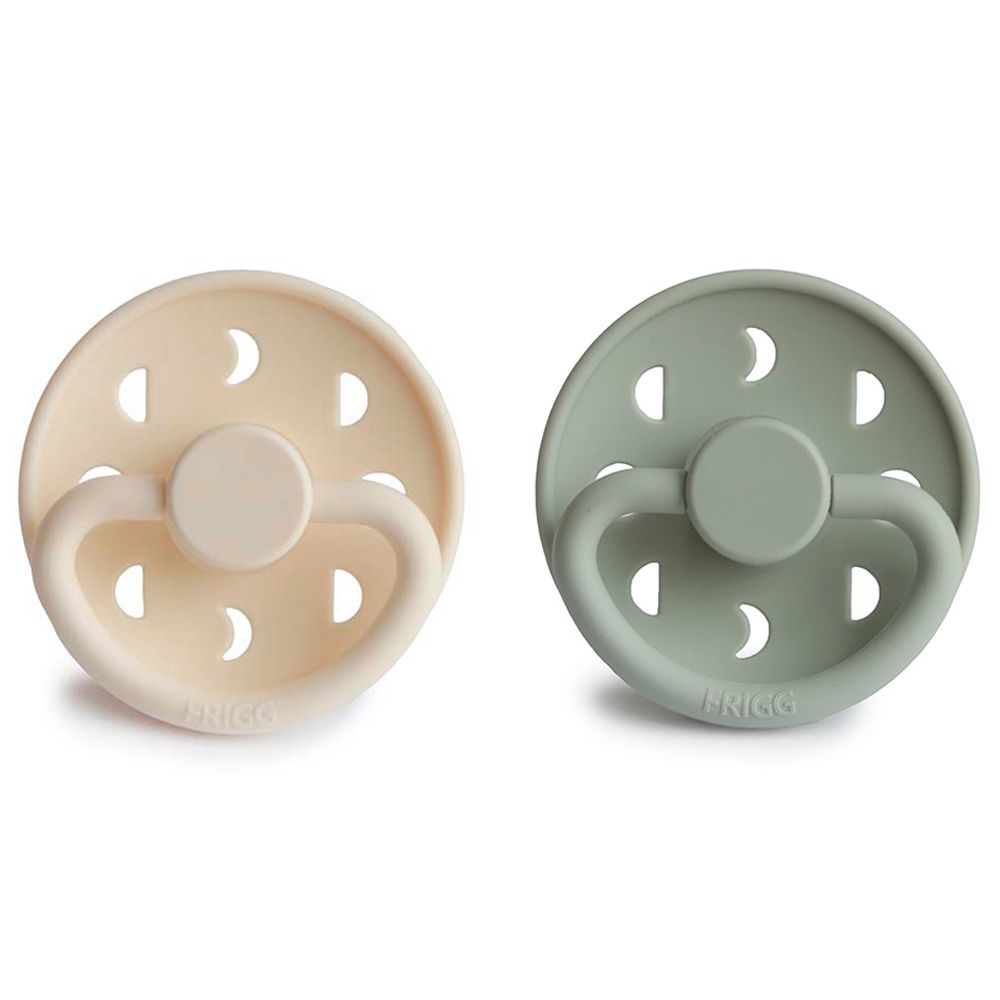 FRIGG - Moon Silicone Pacifier 6-18M 2-Pack S2 - Cream/Sage