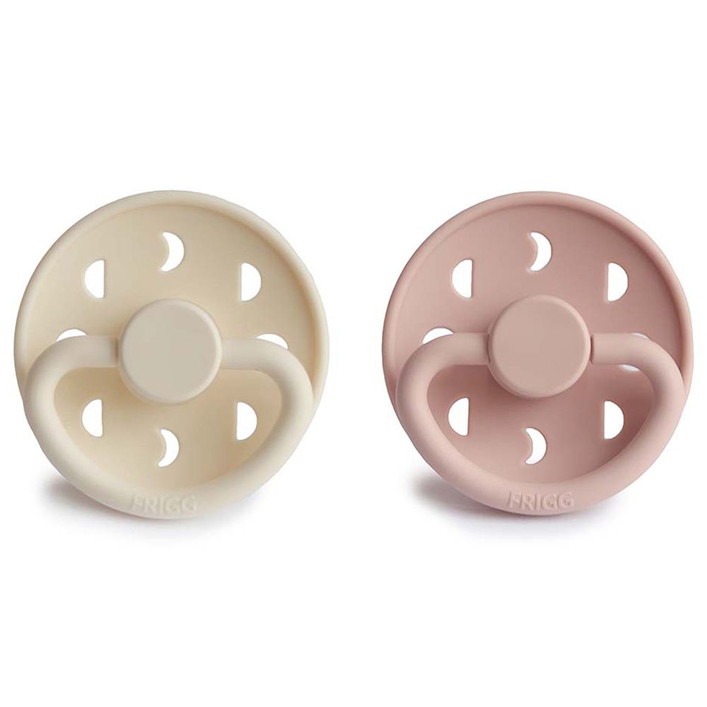 FRIGG - Moon Silicone Pacifier 6-18M 2-Pack S2 - Blush/Cream