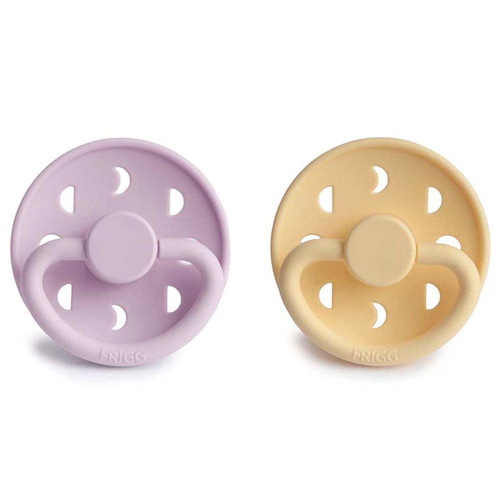 FRIGG - Moon Silicone Pacifier 0-6M 2-Pack S1 - Pale Daffodil/Soft Lilac