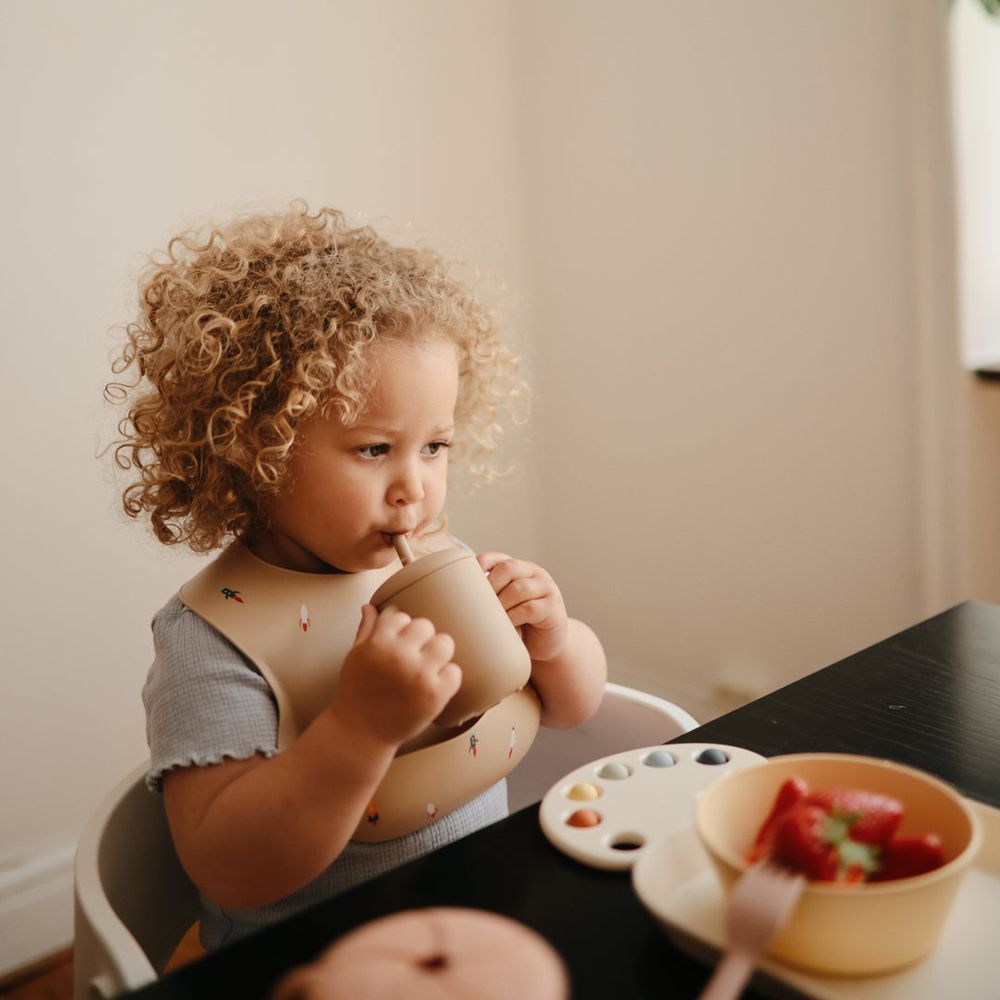 Mushie - Silicone Training Cup & Straw - Natural