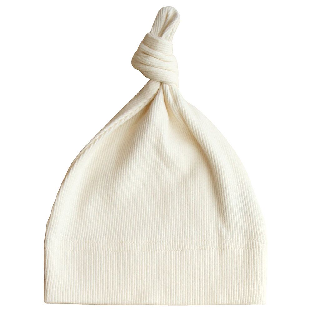 Mushie - Ribbed Baby Beanie - Ivory