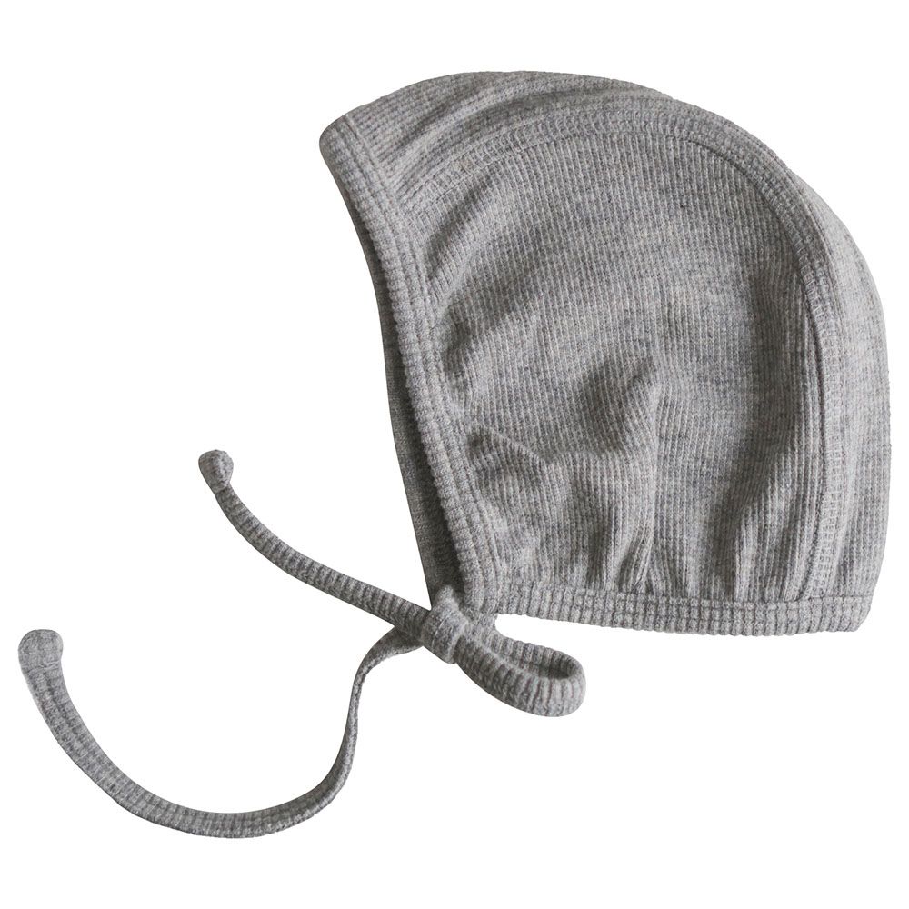 Mushie - Ribbed Bonnet - Gray Melange