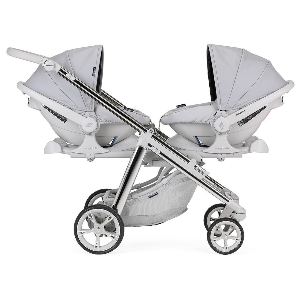 Bebecar - Push Dupla 2X w/ Bag & 2 Car Seats - KP051 - Light Grey