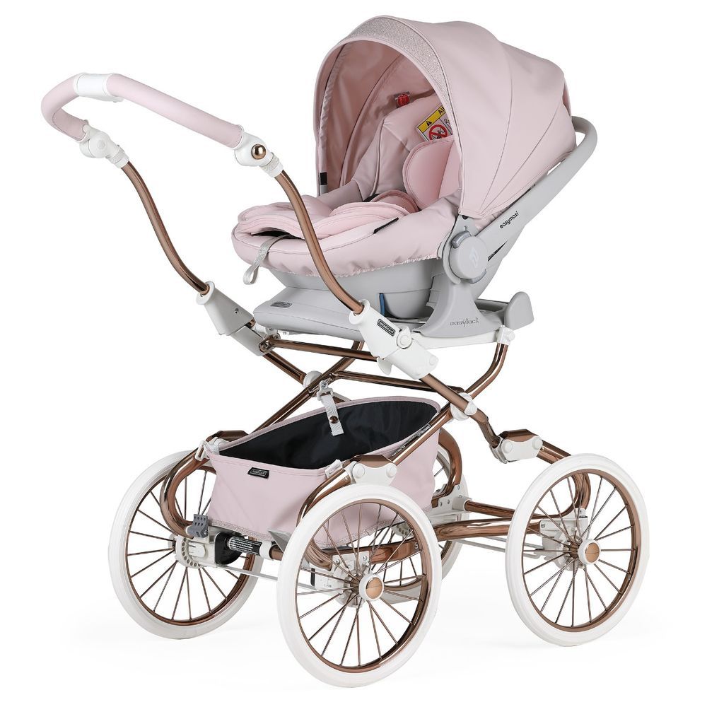 Bebecar - PR Stylo Glitter Chassis Stroller w/ Car Seat & Bag - Pink/Gold