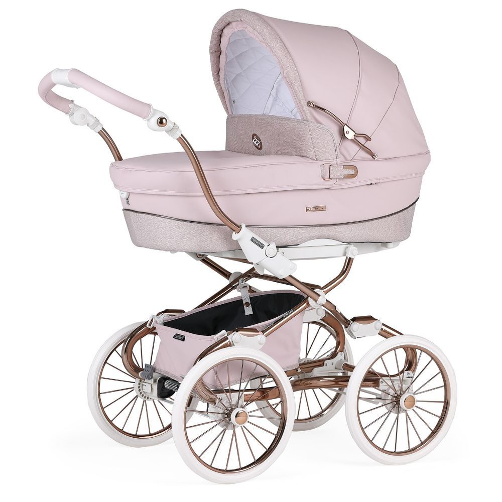 Bebecar - PR Stylo Glitter Chassis Stroller w/ Car Seat & Bag - Pink/Gold