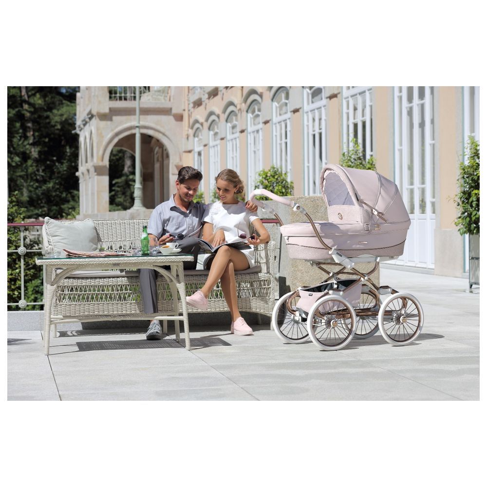 Bebecar - PR Stylo Glitter Chassis Stroller w/ Car Seat & Bag - Pink/Gold