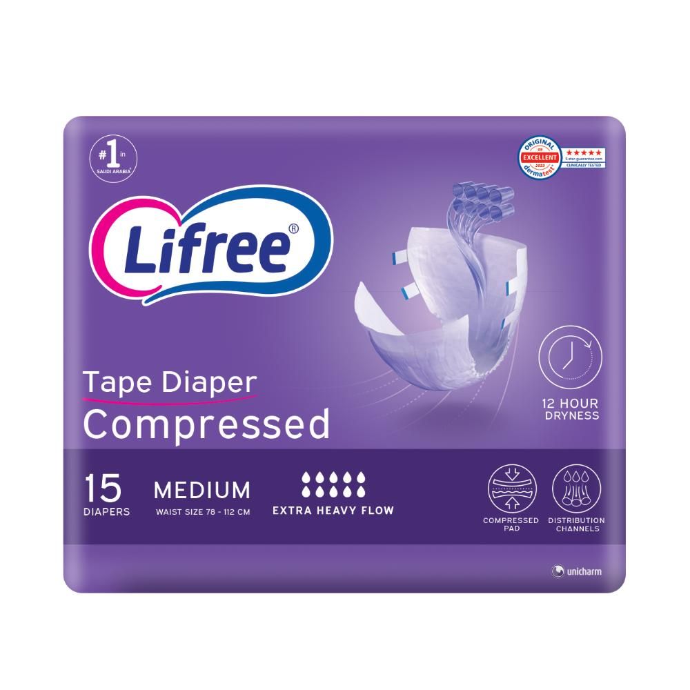 Lifree - Adult Diapers Tape 15Pcs Size 78-112 cm - Medium