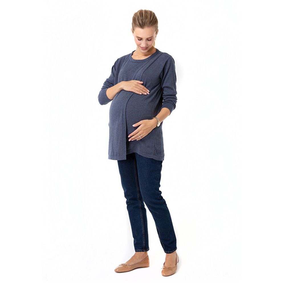 Accouchee Elegant Knitwear for Pregnancy/Nursing, Lapis Blue