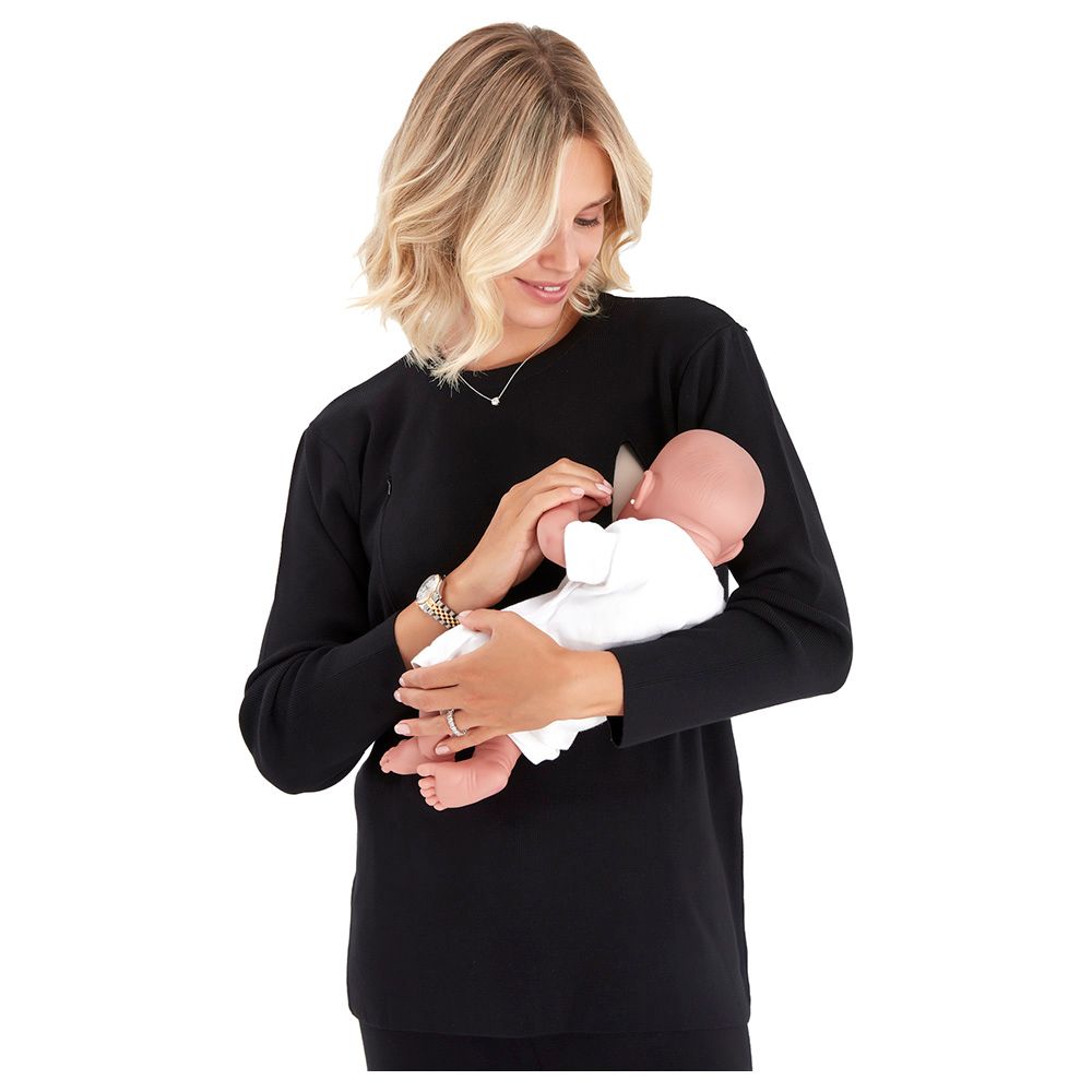 Accouchee - 2pc Knitwear Set Pregnancy/Breastfeeding - Black