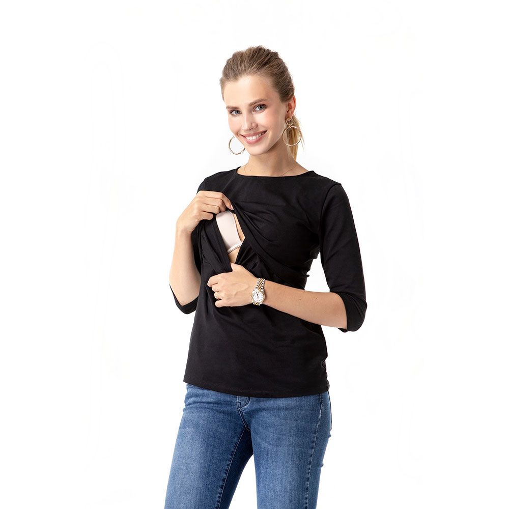 Accouchee - Super Soft Easy Top Cotton for Pregnancy - Black