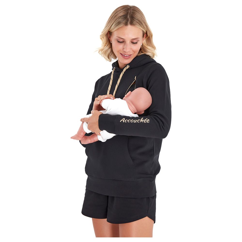 Accouchee - Iconic Sweatshirt for Nursing & Beyond Black