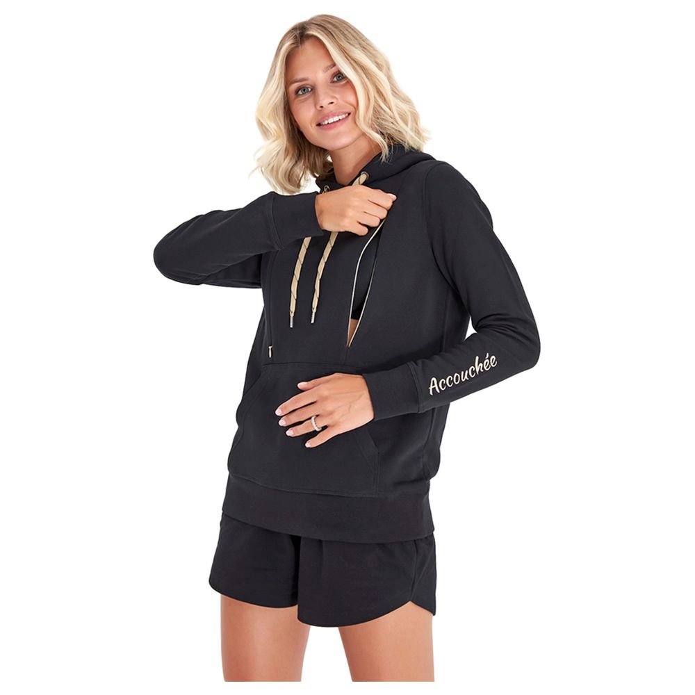 Accouchee - Iconic Sweatshirt for Nursing & Beyond Black