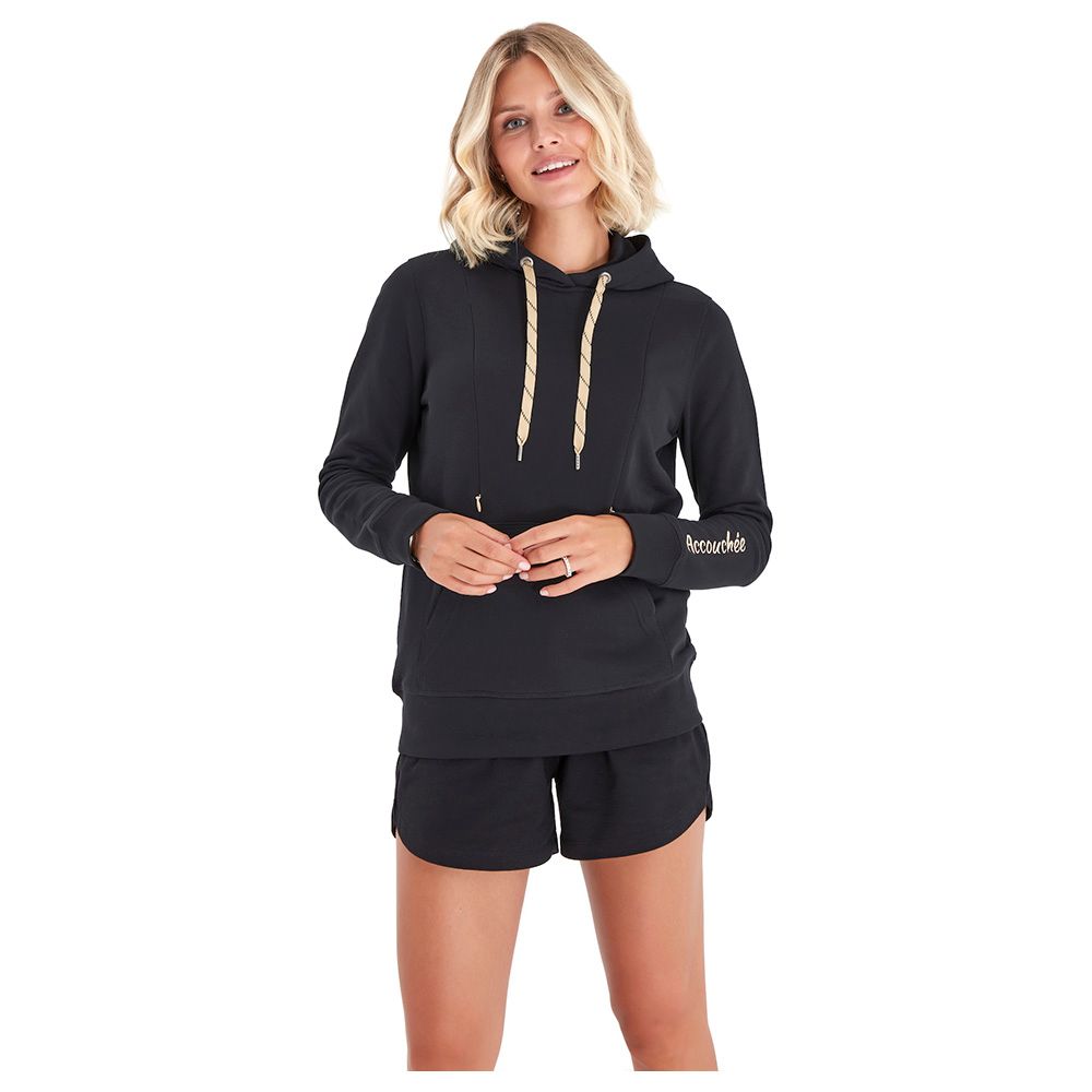 Accouchee - Iconic Sweatshirt for Nursing & Beyond Black