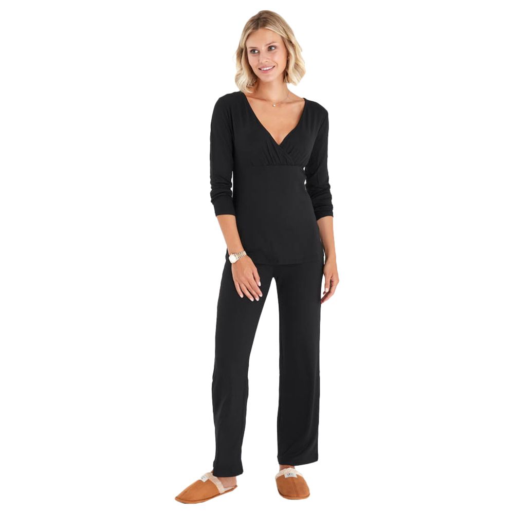 Accouchee - Sleep Tight Pyjama For Pregnancy & Nursing - Black