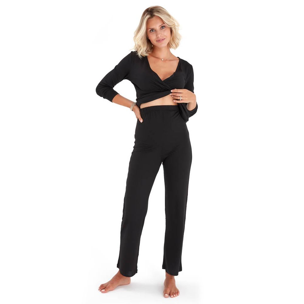 Accouchee - Sleep Tight Pyjama For Pregnancy & Nursing - Black