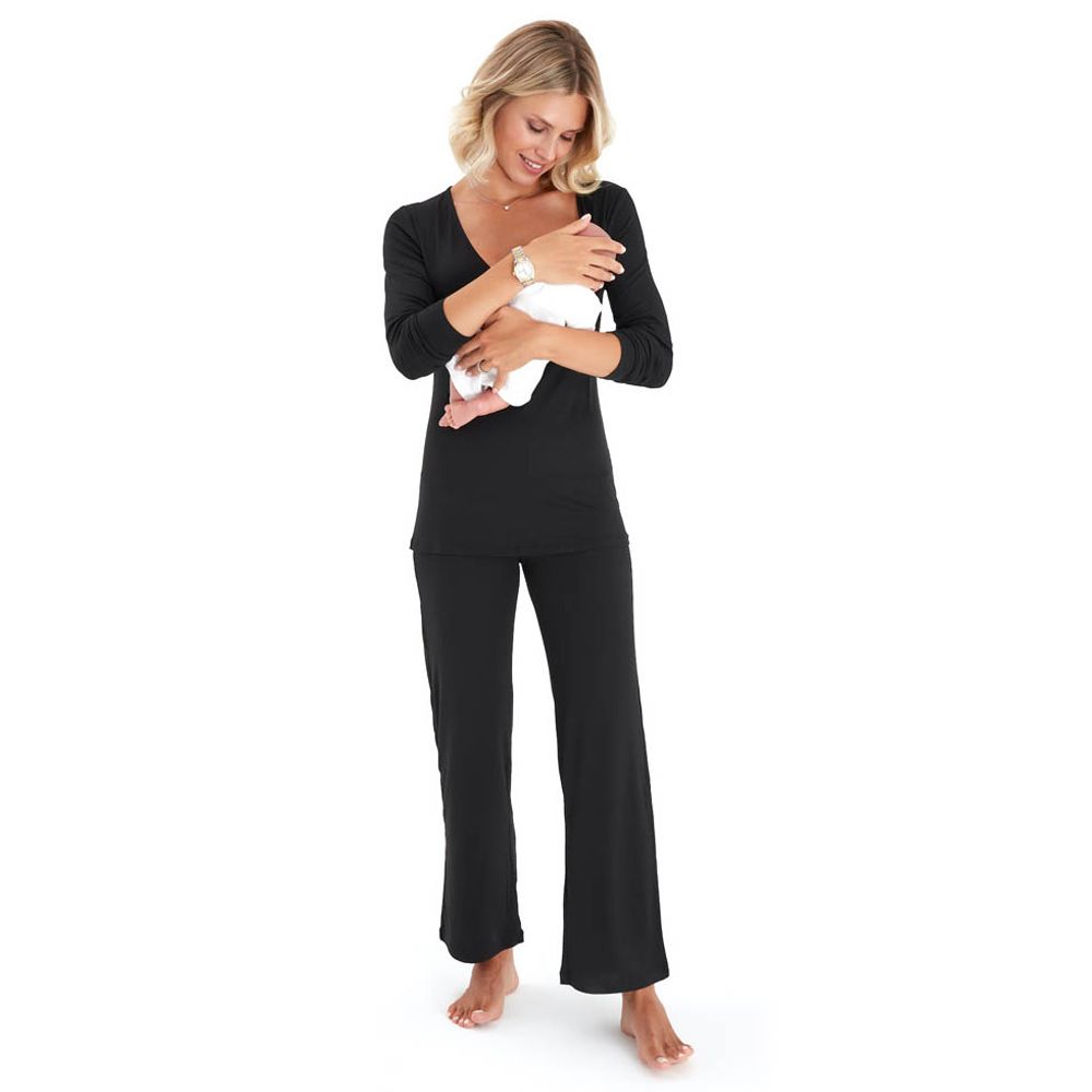 Accouchee - Sleep Tight Pyjama For Pregnancy & Nursing - Black