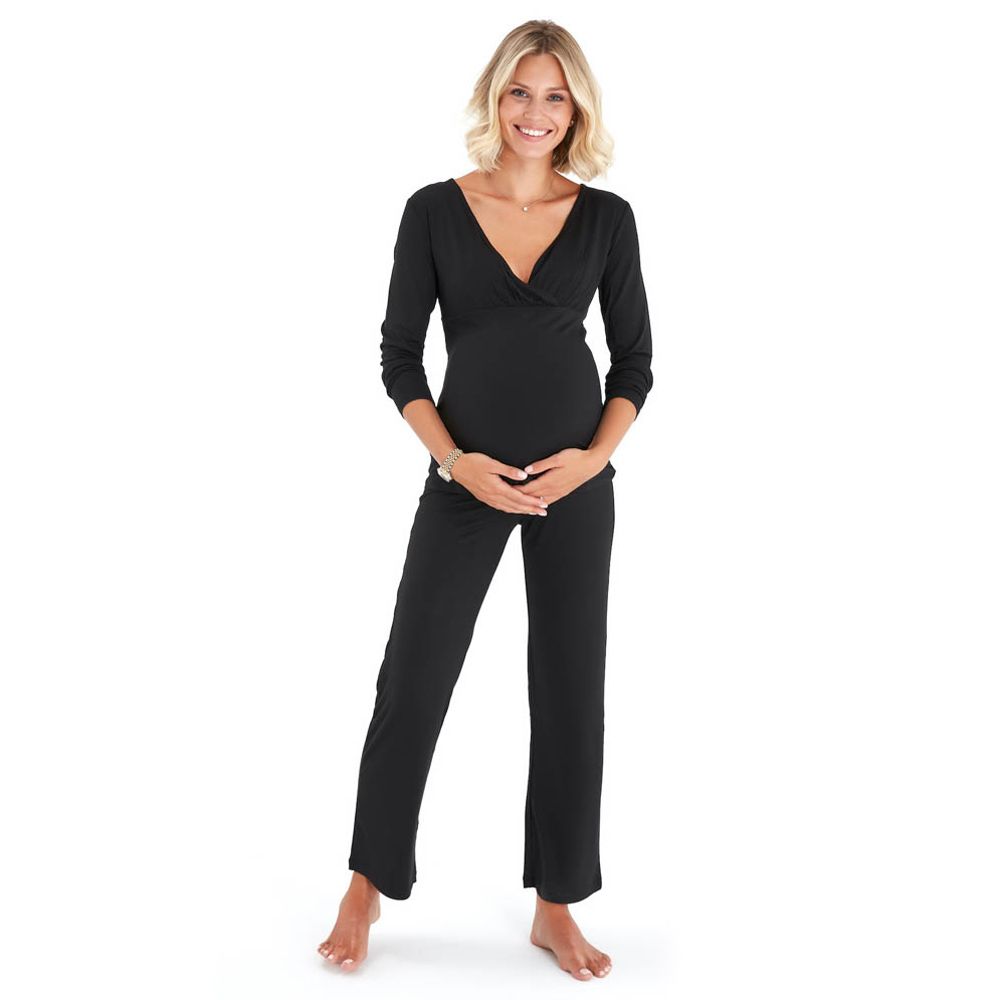 Accouchee - Sleep Tight Pyjama For Pregnancy & Nursing - Black