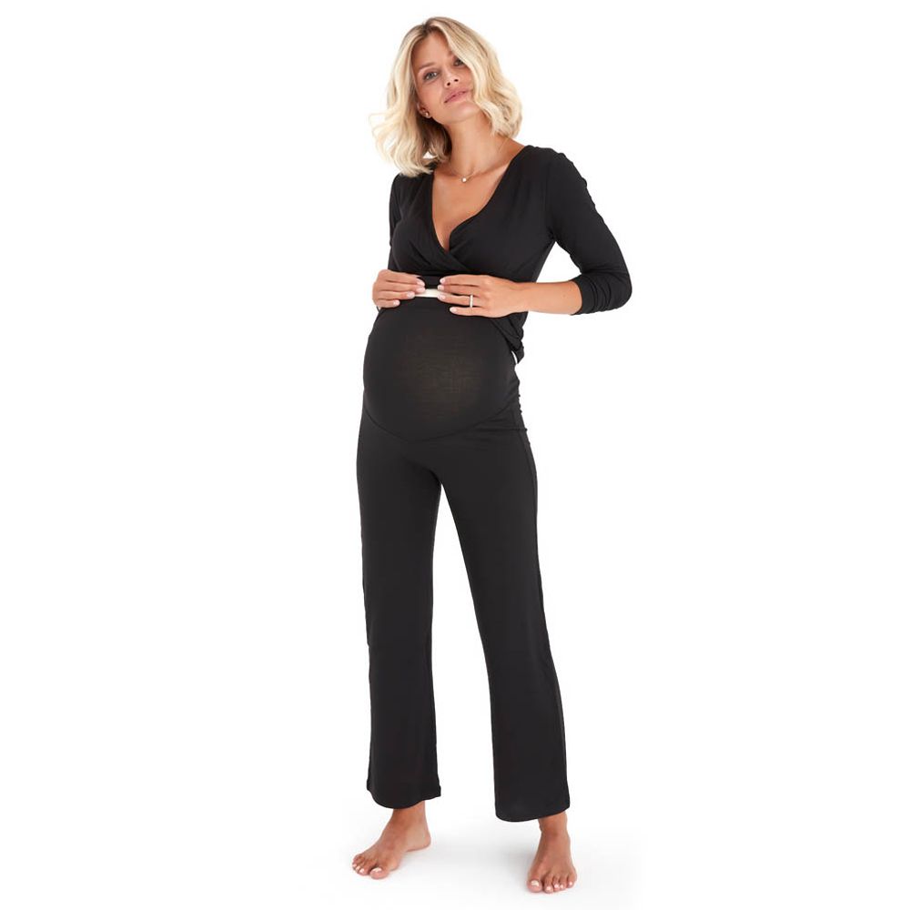 Accouchee - Sleep Tight Pyjama For Pregnancy & Nursing - Black