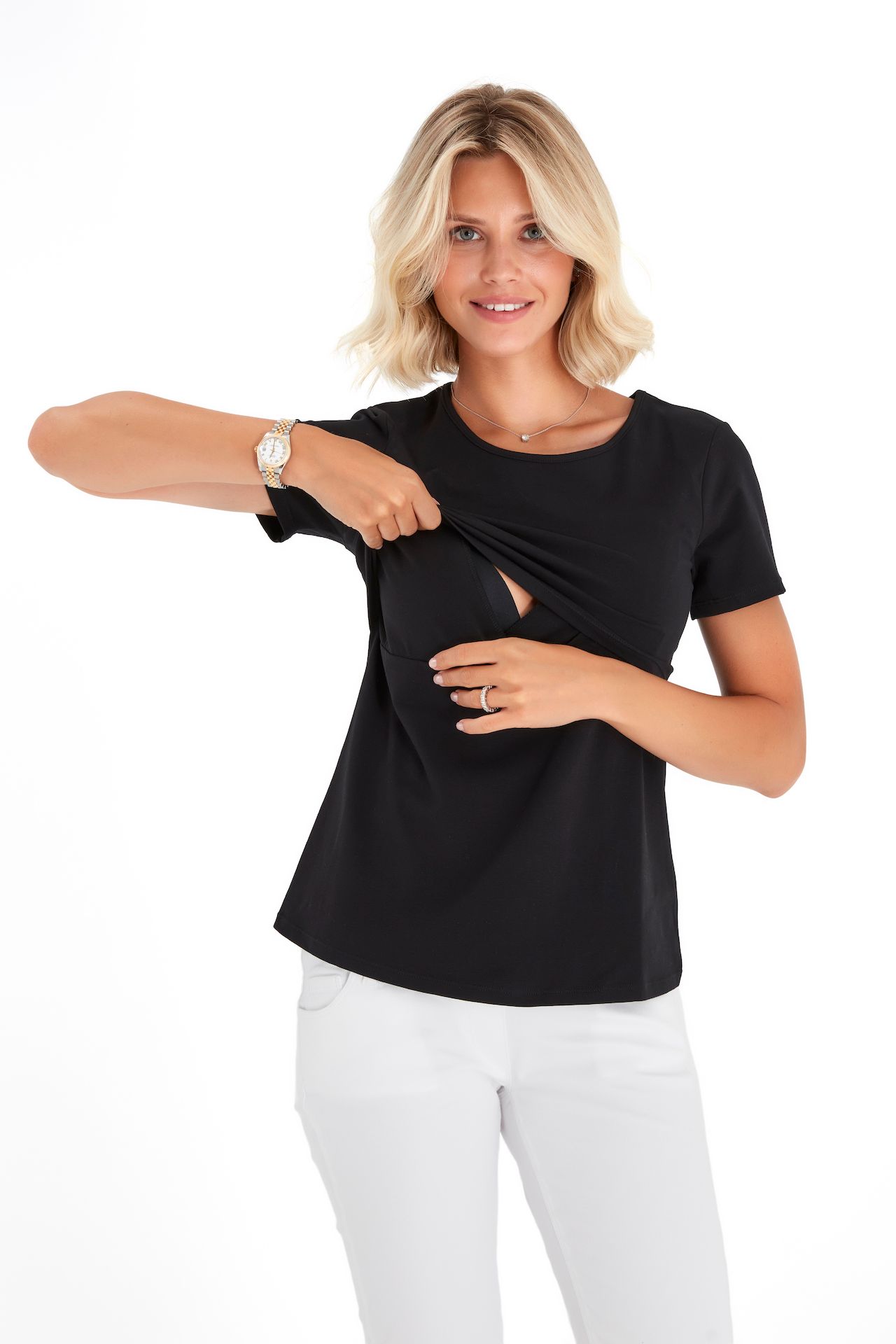 Accouchee - Swipe Up Twin Tshirt Set - Black & White