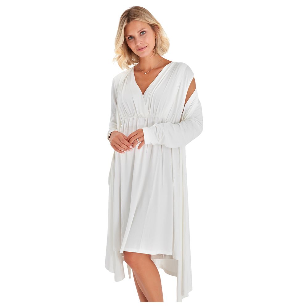 Accouchee - Sleep Well Pregnancy & Nursing Nightgown - Ivory