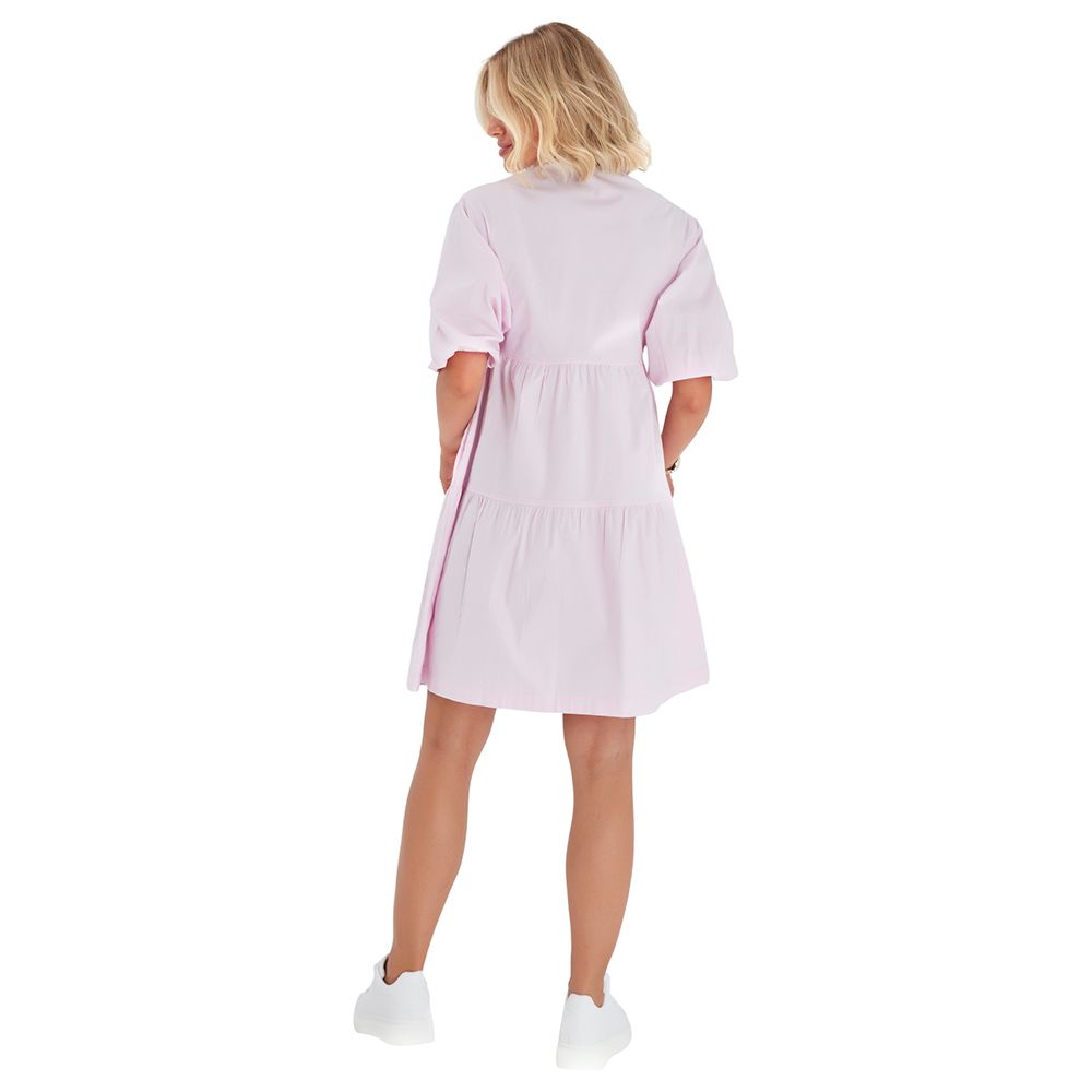 Accouchee Waterfall Dress For Pregnancy/Nursing - Light Pink