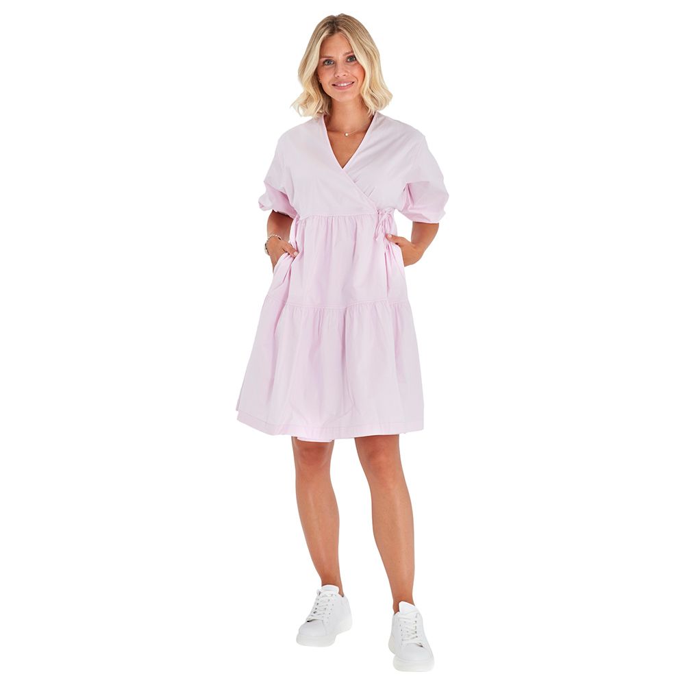 Accouchee Waterfall Dress For Pregnancy/Nursing - Light Pink