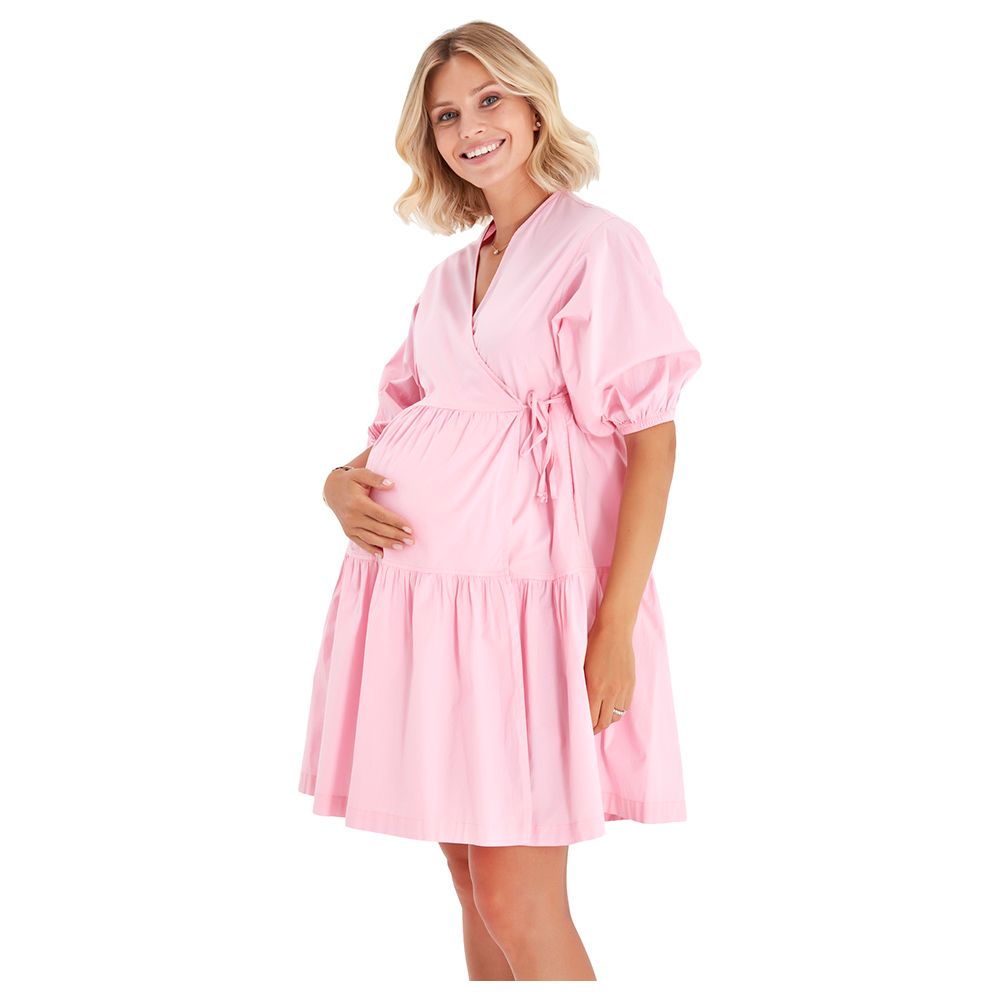 Accouchee - Waterfall Dress For Pregnancy/Nursing - Pink