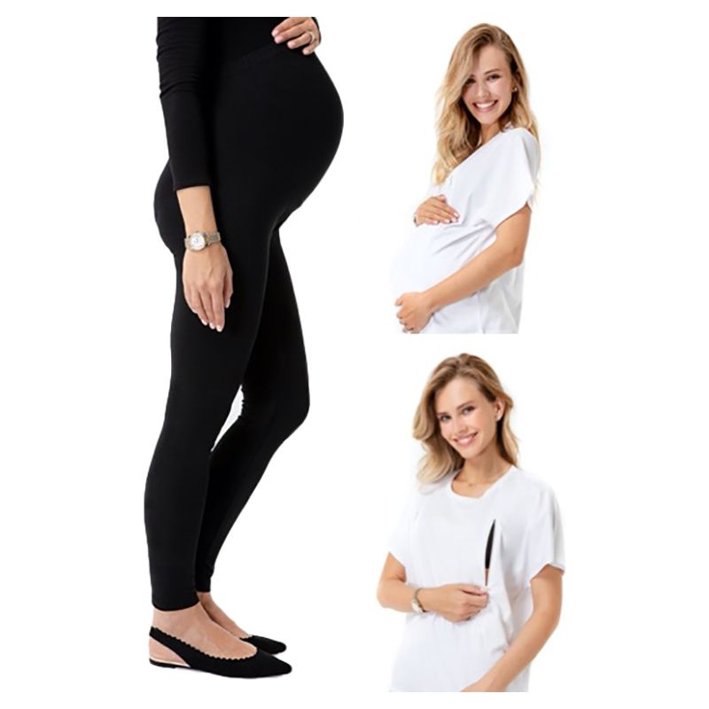 Accouchee - Duo 2 Pieces Maternity Set - Black & White