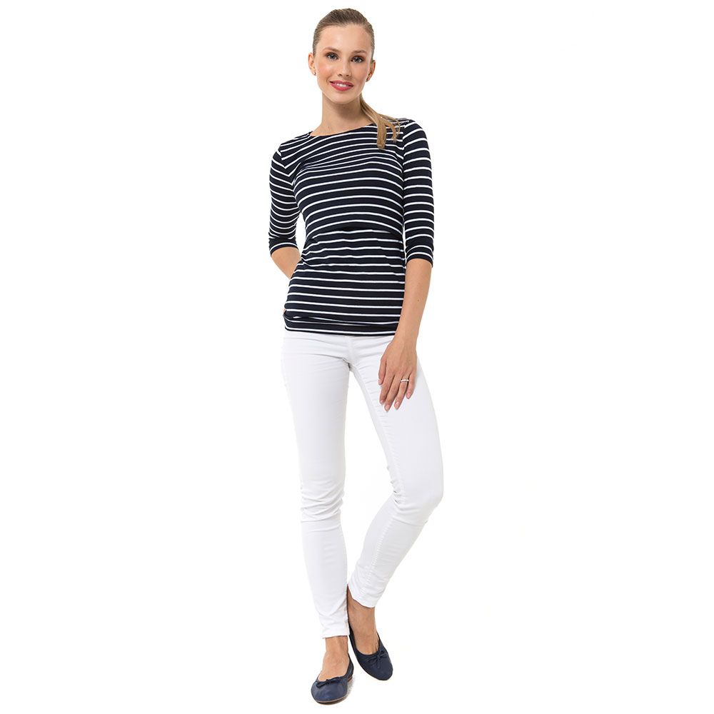 Accouchee Naval Top for Pregnancy/Nursing - Navy Blue White