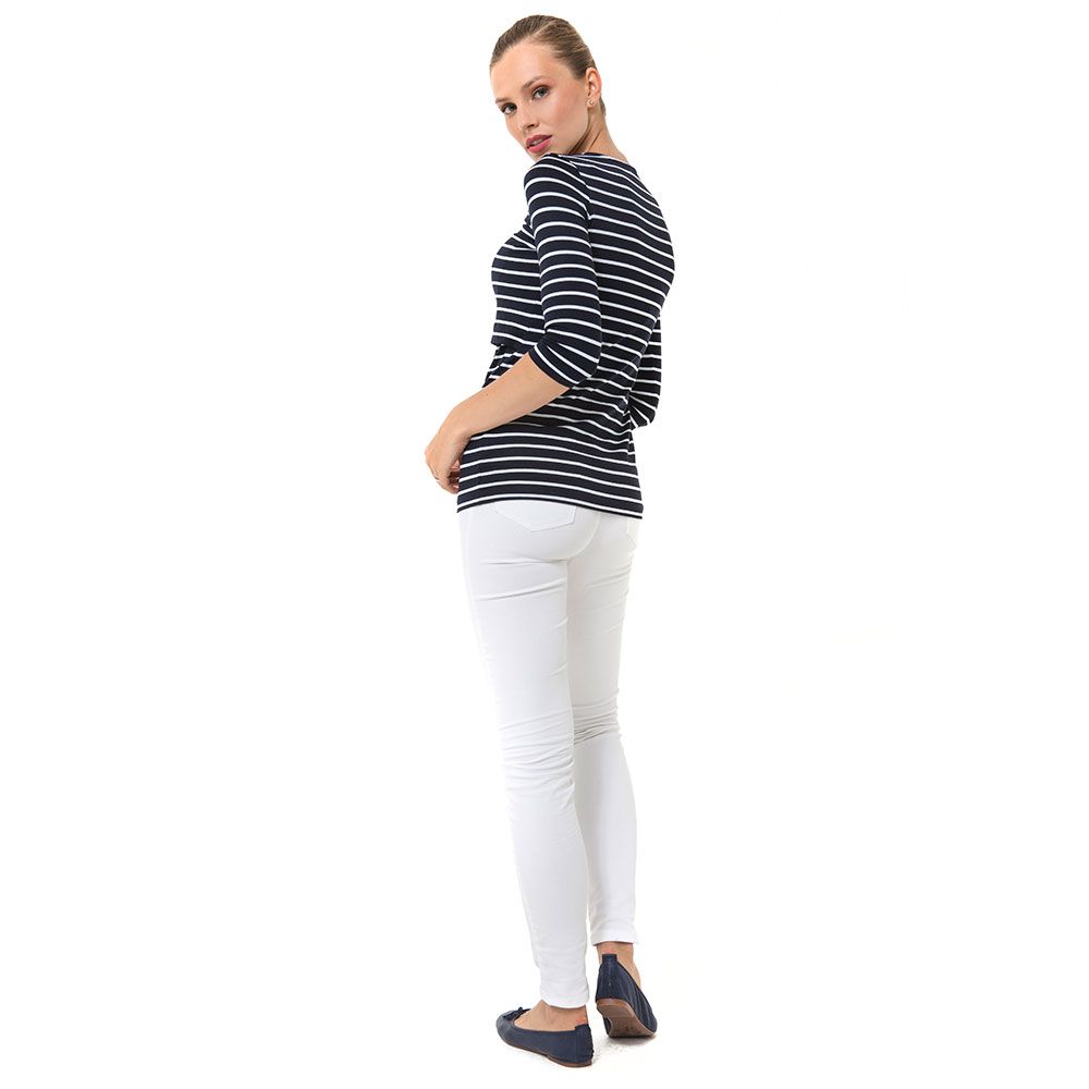 Accouchee Naval Top for Pregnancy/Nursing - Navy Blue White