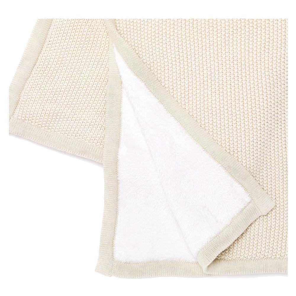 Organic Knitted Fleece Baby Blanket Linen - Beige