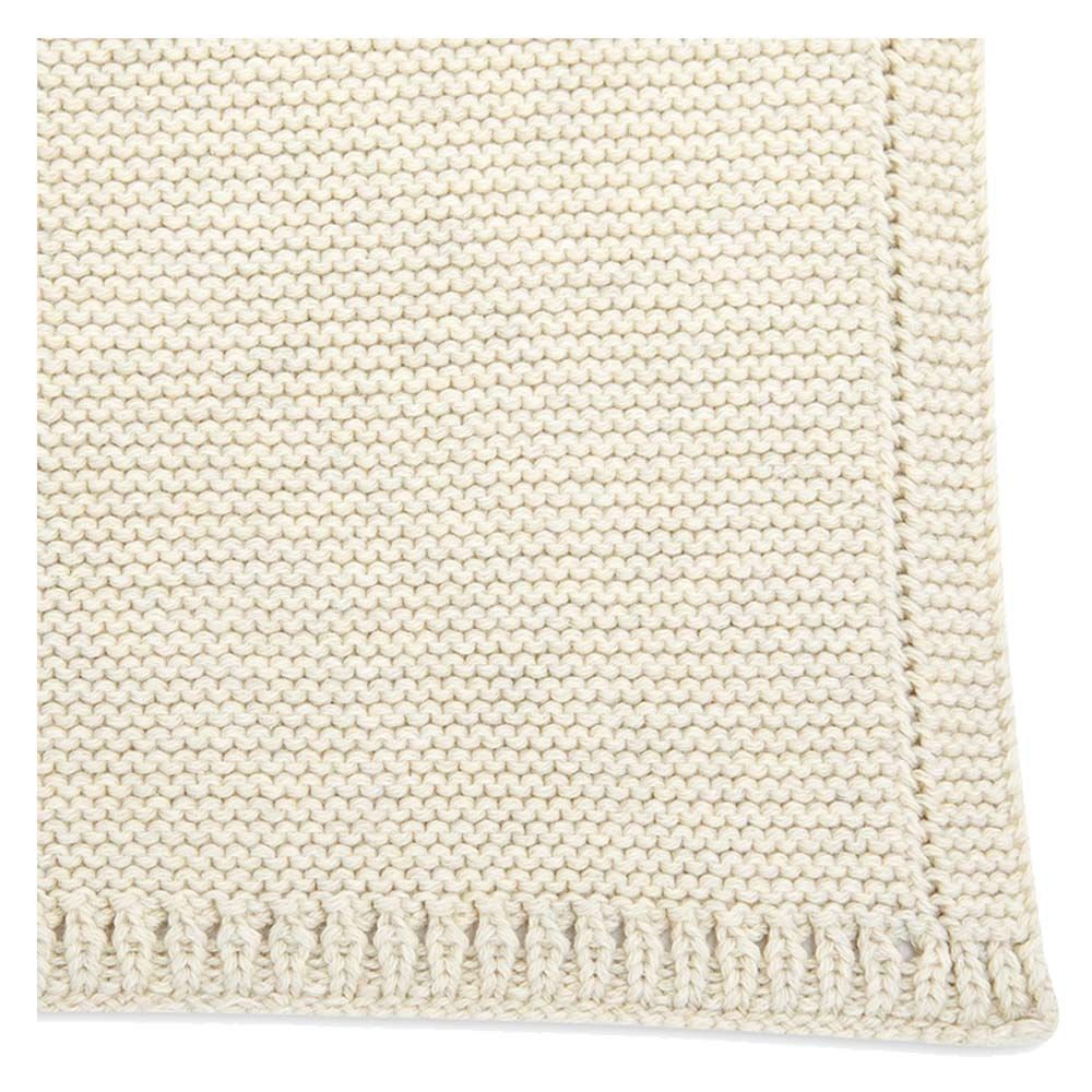 Organic Knitted Cellular Baby Blanket Linen - Beige