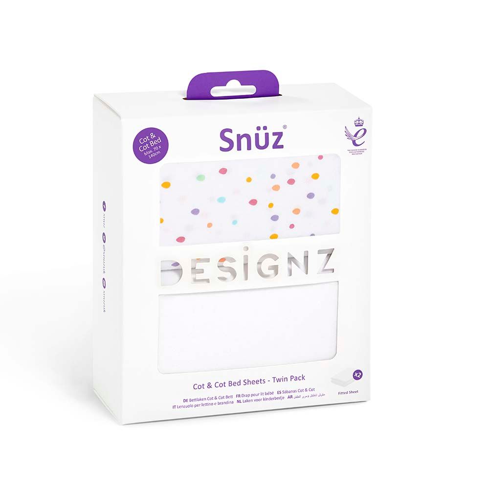 Snuz - SnuzPod Cot & Cot Bed Fitted Sheet Pack of 2 Colour Spots