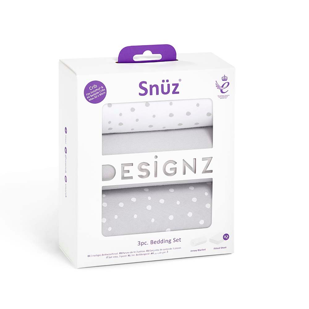 Snuz - SnuzPod Crib Bedding 3pc-Set - Grey Spots