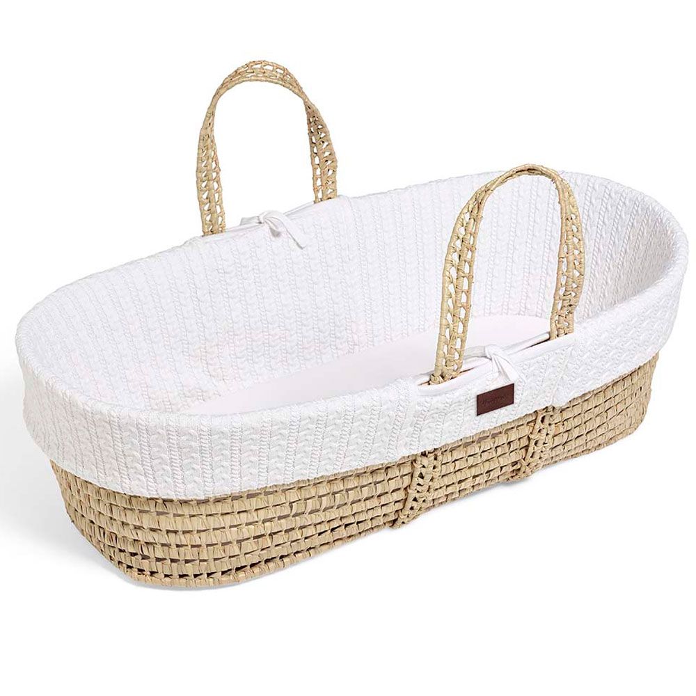 The Little Green Sheep Moses Basket & Mattress - White