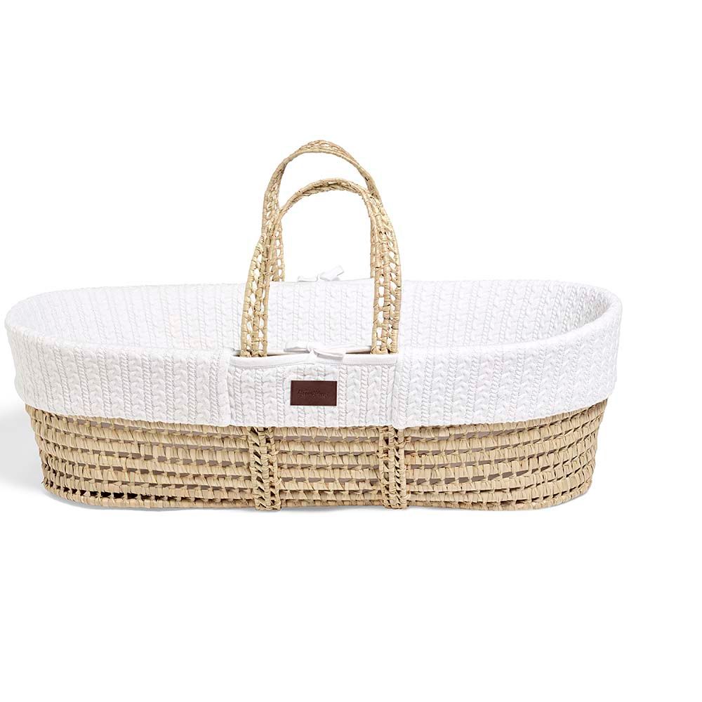 The Little Green Sheep Moses Basket & Mattress - White