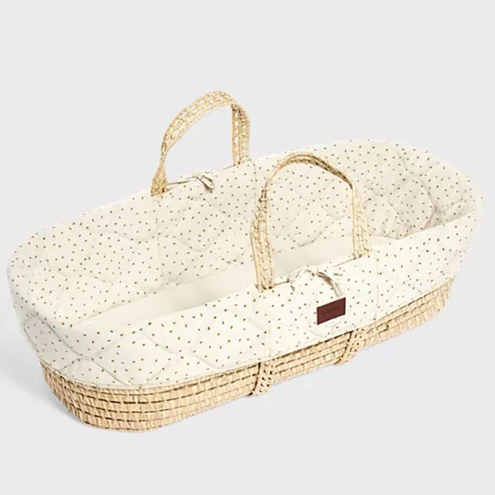 The Little Green Sheep - Moses Basket & Mattress, Linen Rice