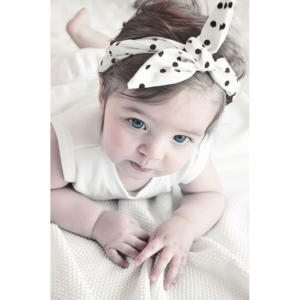 Lullaby Rock - Tie Headband Polka Dot - White