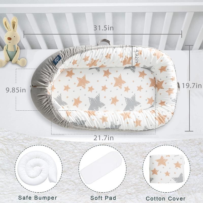 Little Story - Soft Breathable Newborn Lounger Bed - Galaxy Grey