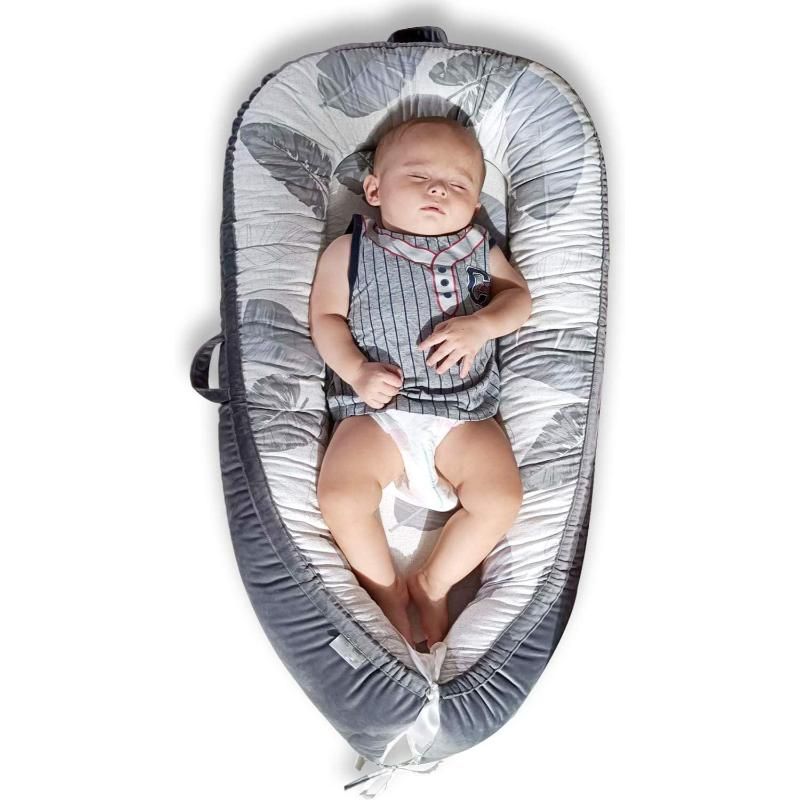 Little Story - Soft Breathable Newborn Lounger Bed - Feather Grey