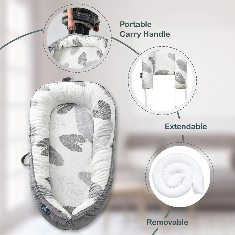 Little Story - Soft Breathable Newborn Lounger Bed - Feather Grey