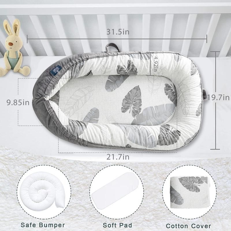 Little Story - Soft Breathable Newborn Lounger Bed - Feather Grey