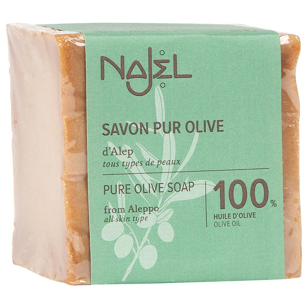 Najel Organic Skincare - Aleppo Pure Olive Soap, 100% Olive Oil 200g