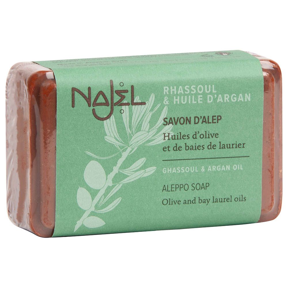 Najel Organic Skincare - Aleppo Soap Ghassoul & Argan Oil 100g